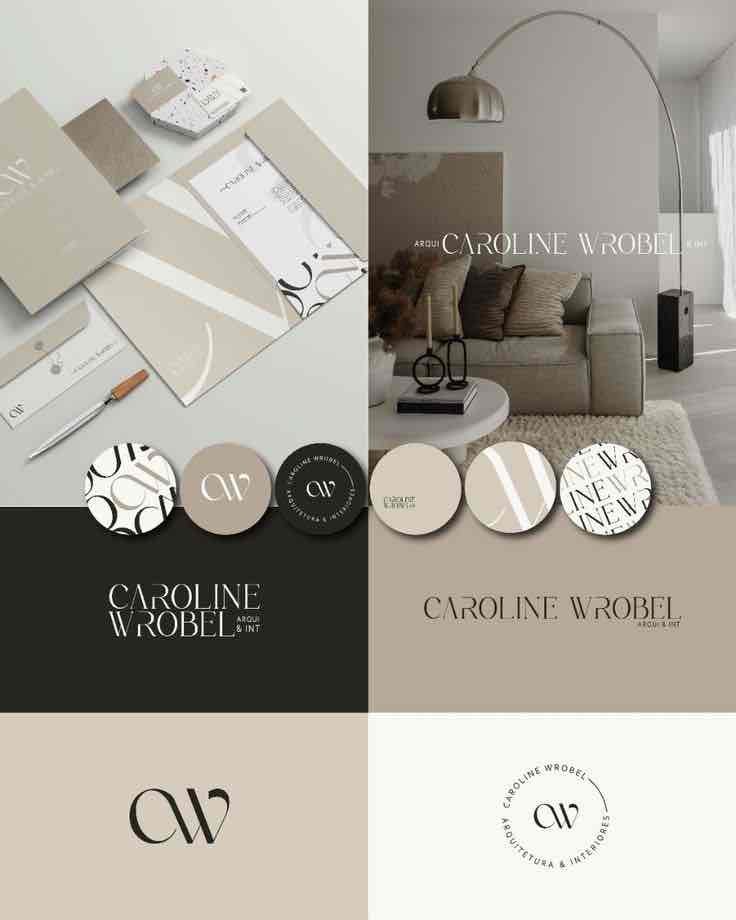 Caroline Wrobel — Une identité épurée pour la décoration intérieure, construite autour du monogramme CW.