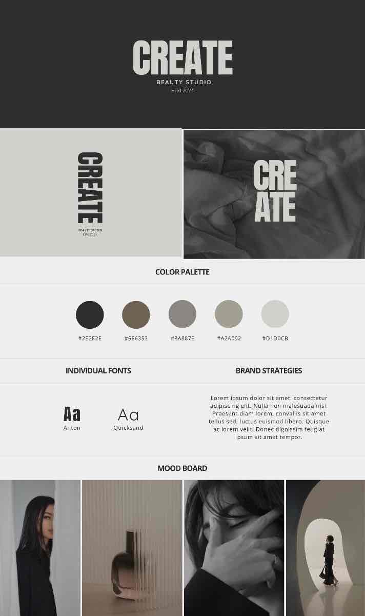 CREATE Studio — Un univers de studio minimaliste, porté par une typographie audacieuse.