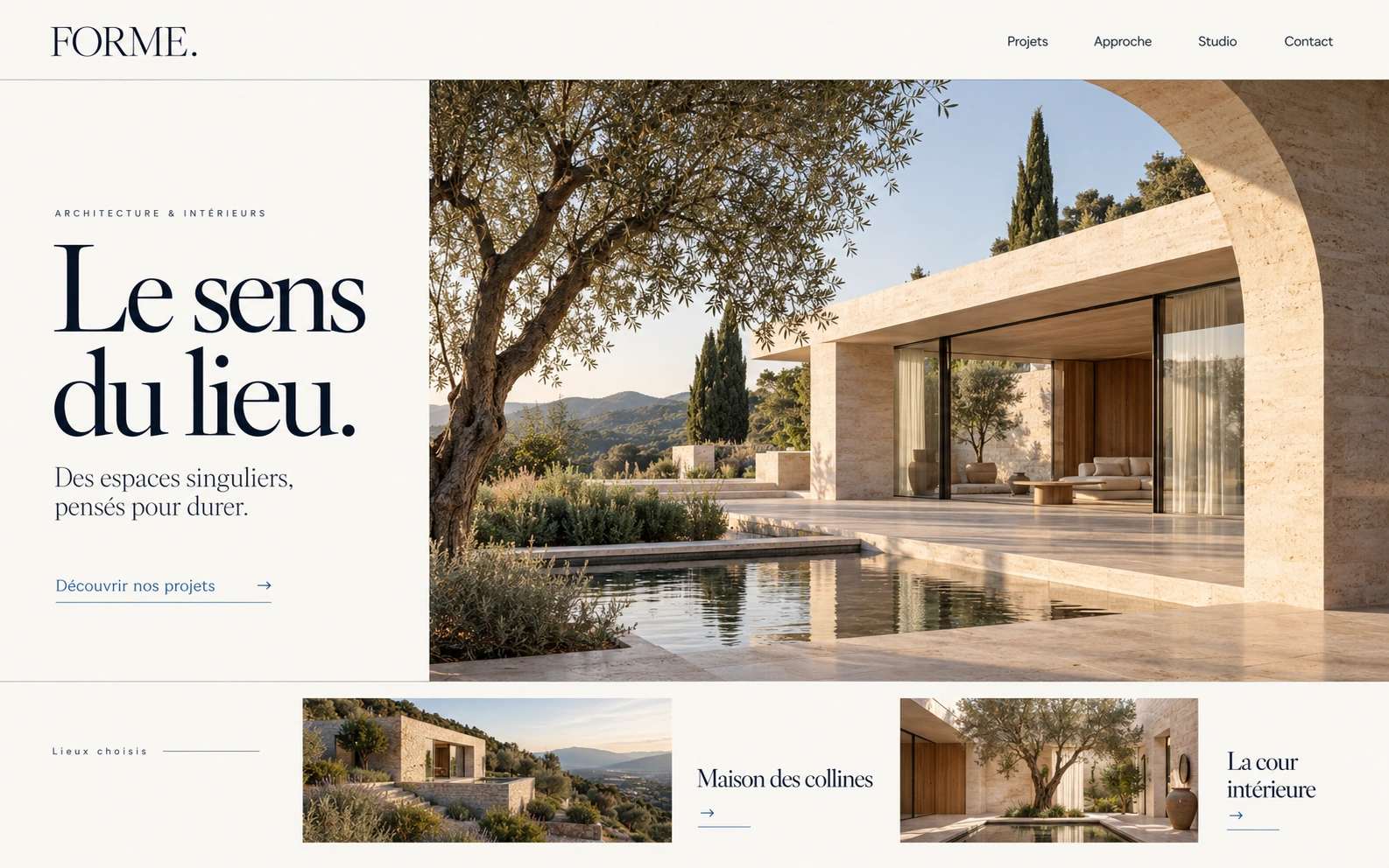 Webdesign conceptuel FORME : typographie éditoriale et photographie architecturale