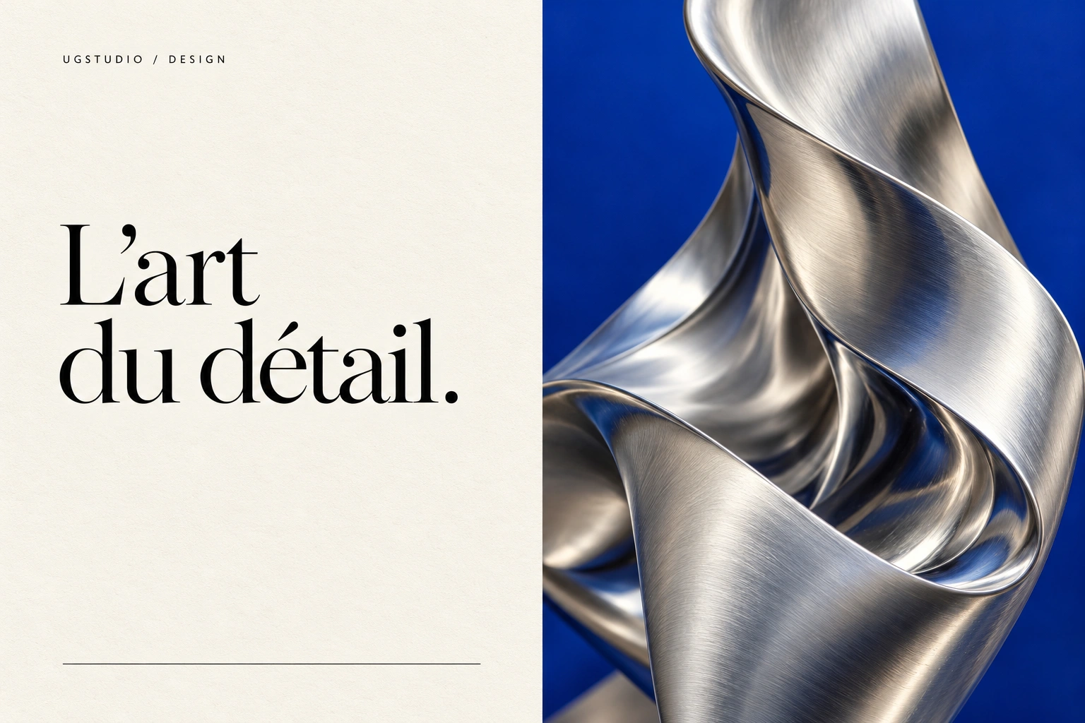 Exploration éditoriale UGSTUDIO : L’art du détail, ivoire, cobalt et photographie de métal argenté.