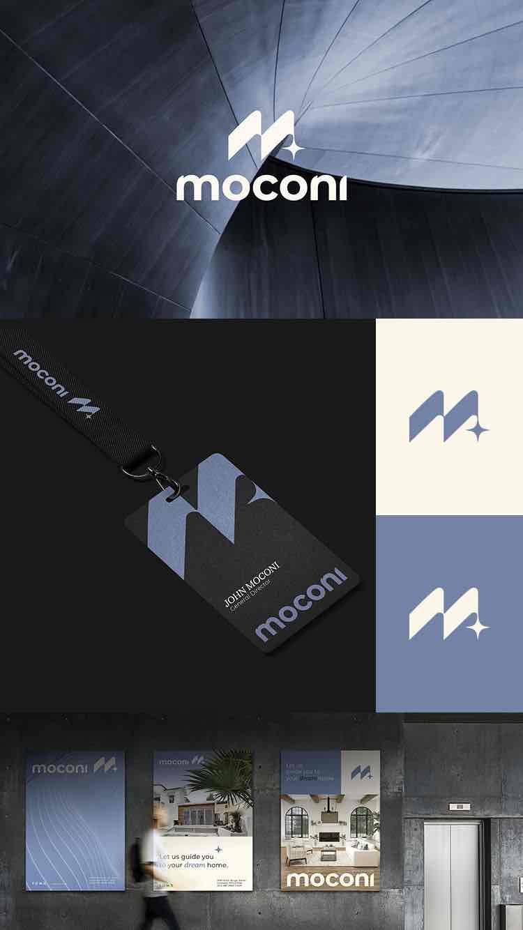 Moconi Tech — Un logo minimaliste évoquant la connectivité et l’innovation technologique.