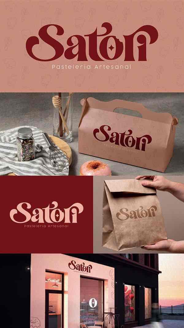 Saton — Une identité de pâtisserie artisanale déclinée en logo, packaging et devanture.