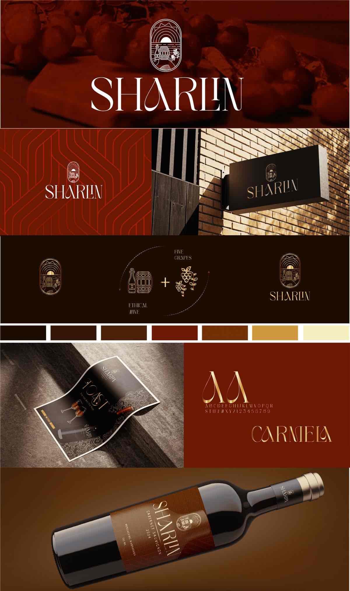 Sharín Wine — Design d’étiquette et palette raffinée pour un univers vinicole.